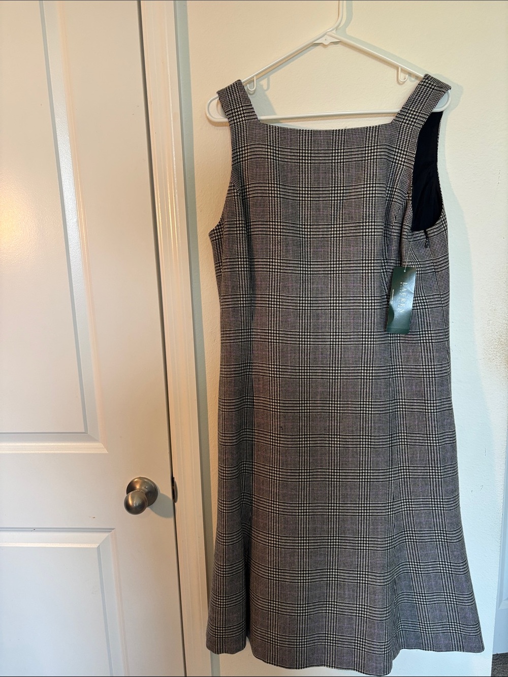 Sleeveless Plaid A-Line Dress in Black and White